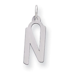 Sterling Silver Large Slanted Block Initial N Charm