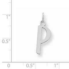Sterling Silver 925 Large Slanted Initial P Charm Pendant