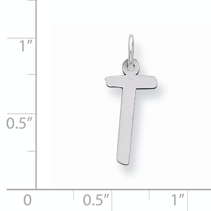Sterling Silver 925 Large Slanted Initial T Charm Elegant Jewelry