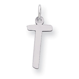 Sterling Silver Large Slanted Block Initial T Charm Main image