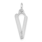 Sterling Silver 925 Large Slanted Initial V Charm Unisex Polished Finish