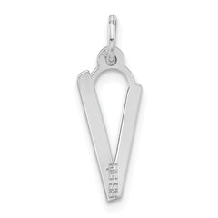 Sterling Silver 925 Large Slanted Initial V Charm Unisex Polished Finish