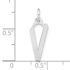 Sterling Silver 925 Large Slanted Initial V Charm Unisex Polished Finish