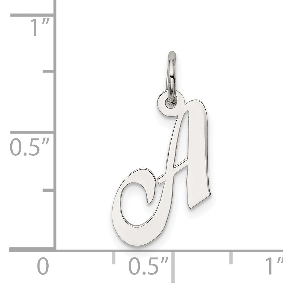 Sterling Silver 925 Script Initial A Charm Elegant Rhodium Finish