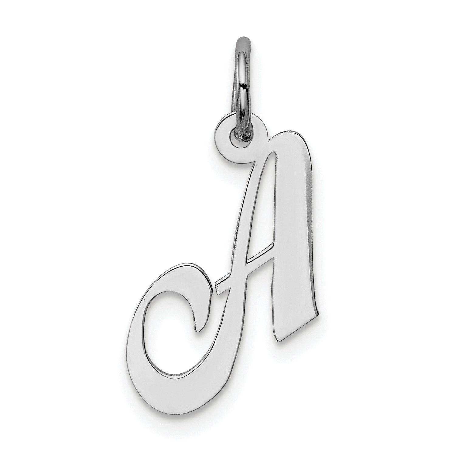Sterling Silver Rhodium-plated Fancy Script Letter A Initial Charm Main image