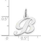 Sterling Silver Fancy Script B Charm with Rhodium Plating