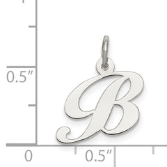 Sterling Silver Fancy Script B Charm with Rhodium Plating