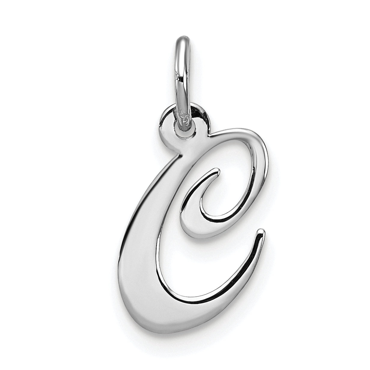 Sterling Silver Rhodium-plated Fancy Script Letter C Initial Charm Main image