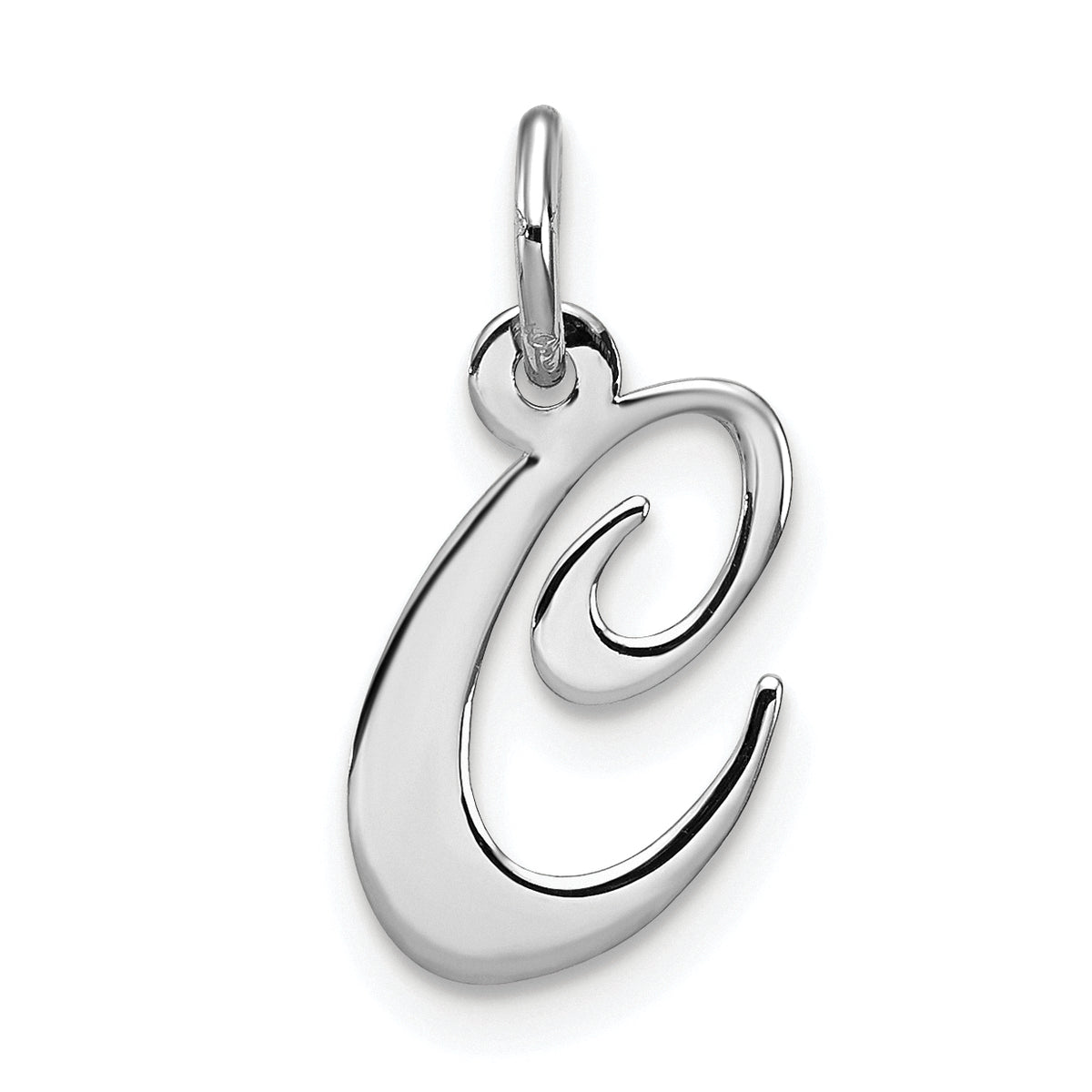 Sterling Silver Rhodium-plated Fancy Script Letter C Initial Charm