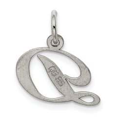 Sterling Silver Script Initial D Charm Rhodium-Plated Elegant Design