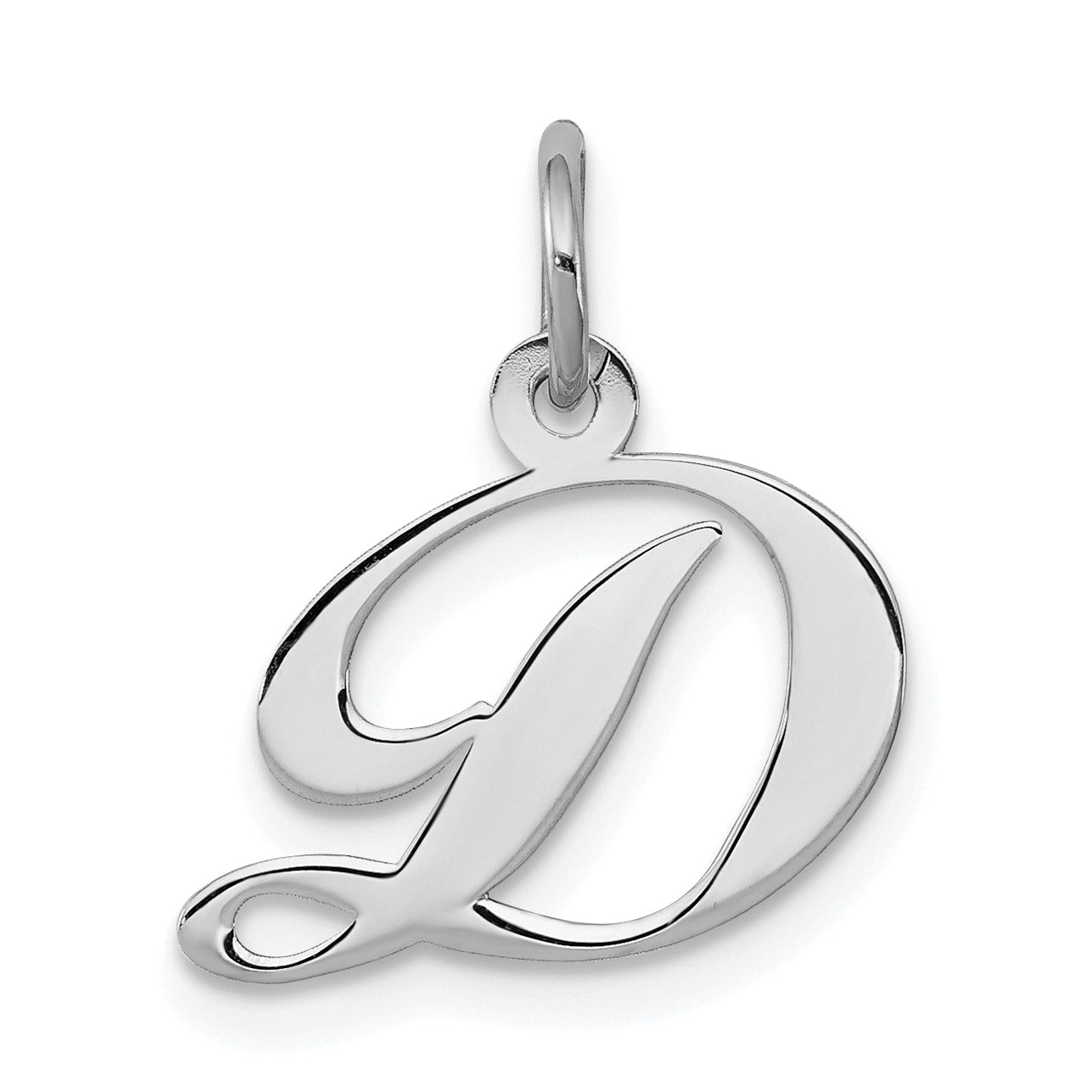 Sterling Silver Rhodium-plated Fancy Script Letter D Initial Charm Main image