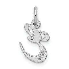 Sterling Silver Rhodium Plated Initial E Charm Elegant Small Pendant