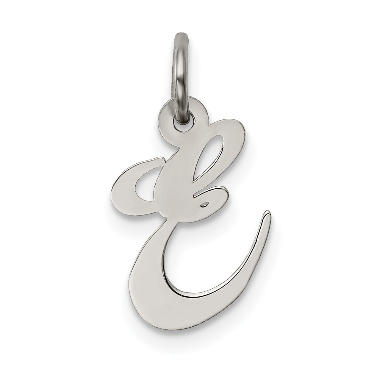 Sterling Silver Rhodium-plated Fancy Script Letter E Initial Charm Main image