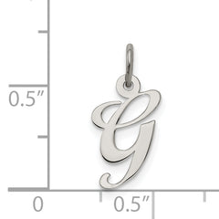 Sterling Silver Rhodium-Plated Initial G Charm Elegant Script Design