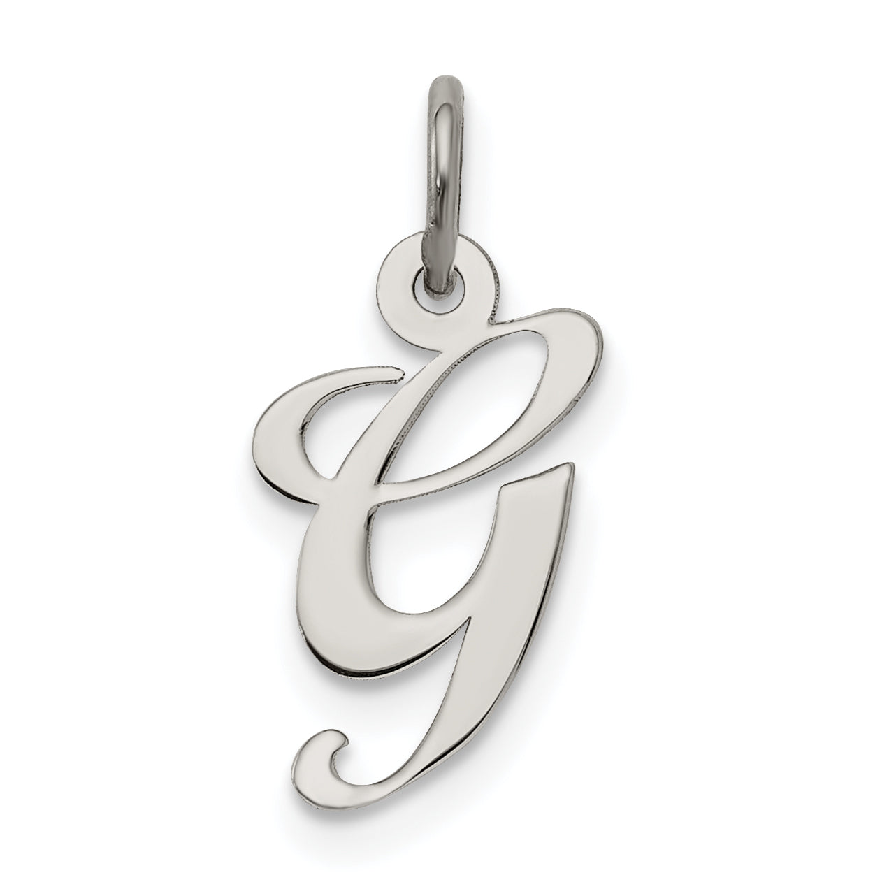 Sterling Silver Rhodium-plated Fancy Script Letter G Initial Charm Main image