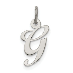 Sterling Silver Rhodium-plated Fancy Script Letter G Initial Charm