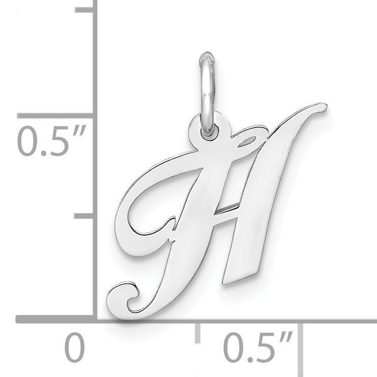 Sterling Silver 925 Rhodium-Plated Script H Pendant Elegant Charm