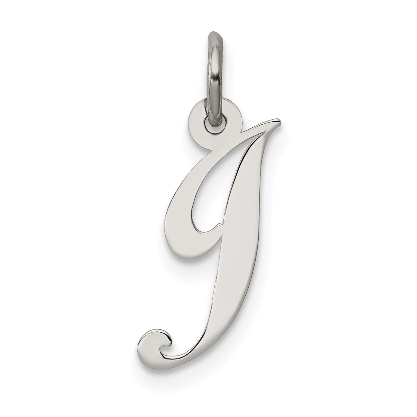 Sterling Silver Rhodium-plated Fancy Script Letter J Initial Charm Main image