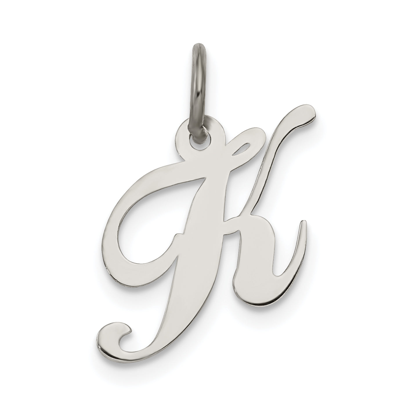 Sterling Silver Rhodium-plated Fancy Script Letter K Initial Charm Main image