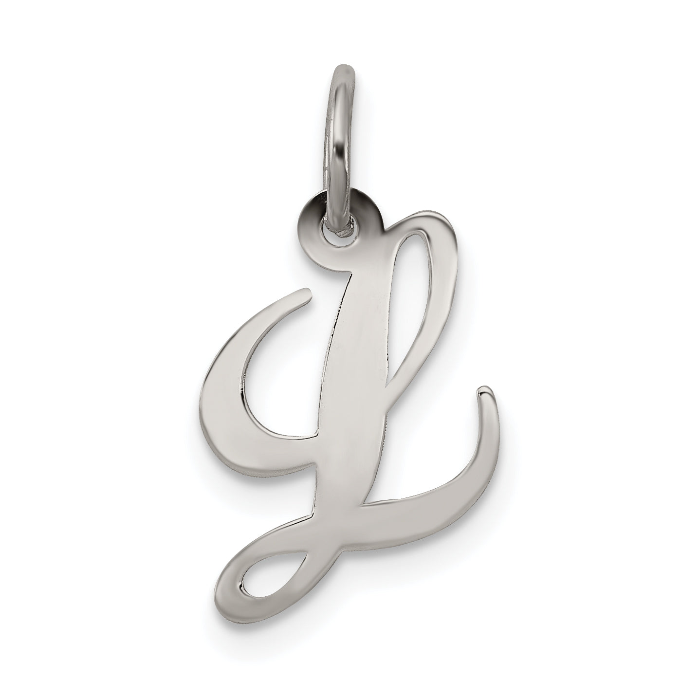 Sterling Silver Rhodium-plated Fancy Script Letter L Initial Charm Main image