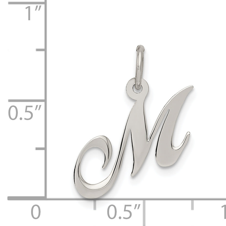 Sophia Jewelers Sterling Silver Initial M Charm Rhodium-Plated Elegant Design