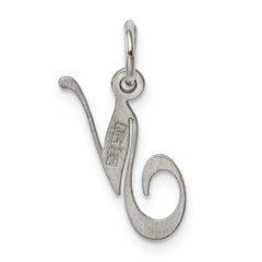 Sterling Silver 925 Script Initial N Charm Rhodium-Plated Elegance