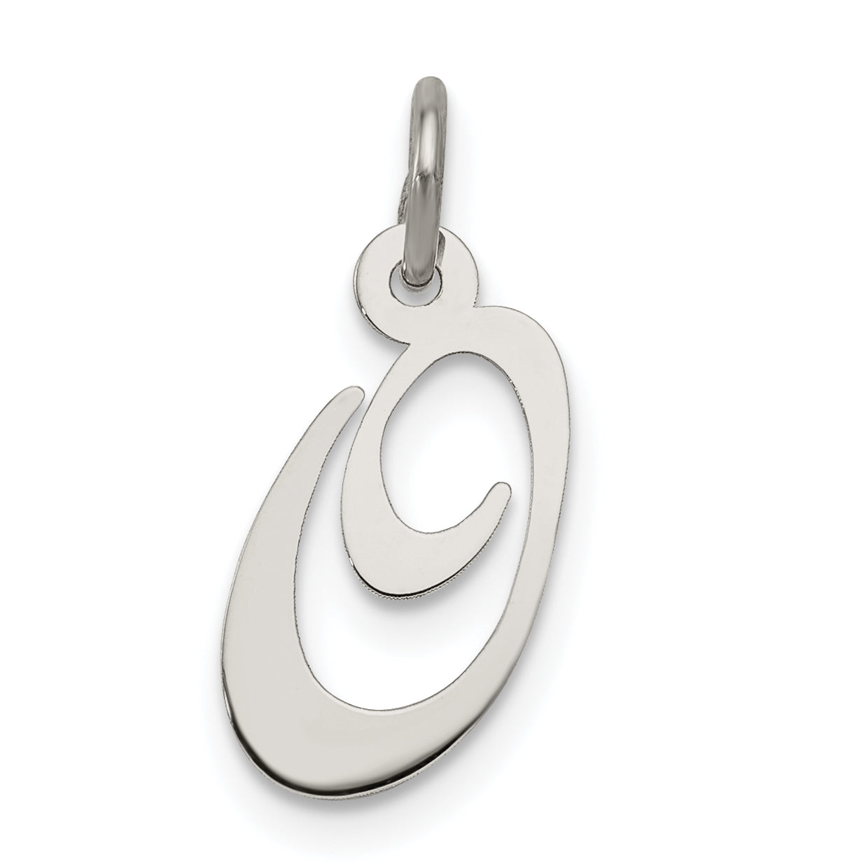 Sterling Silver Rhodium-plated Fancy Script Letter O Initial Charm Main image