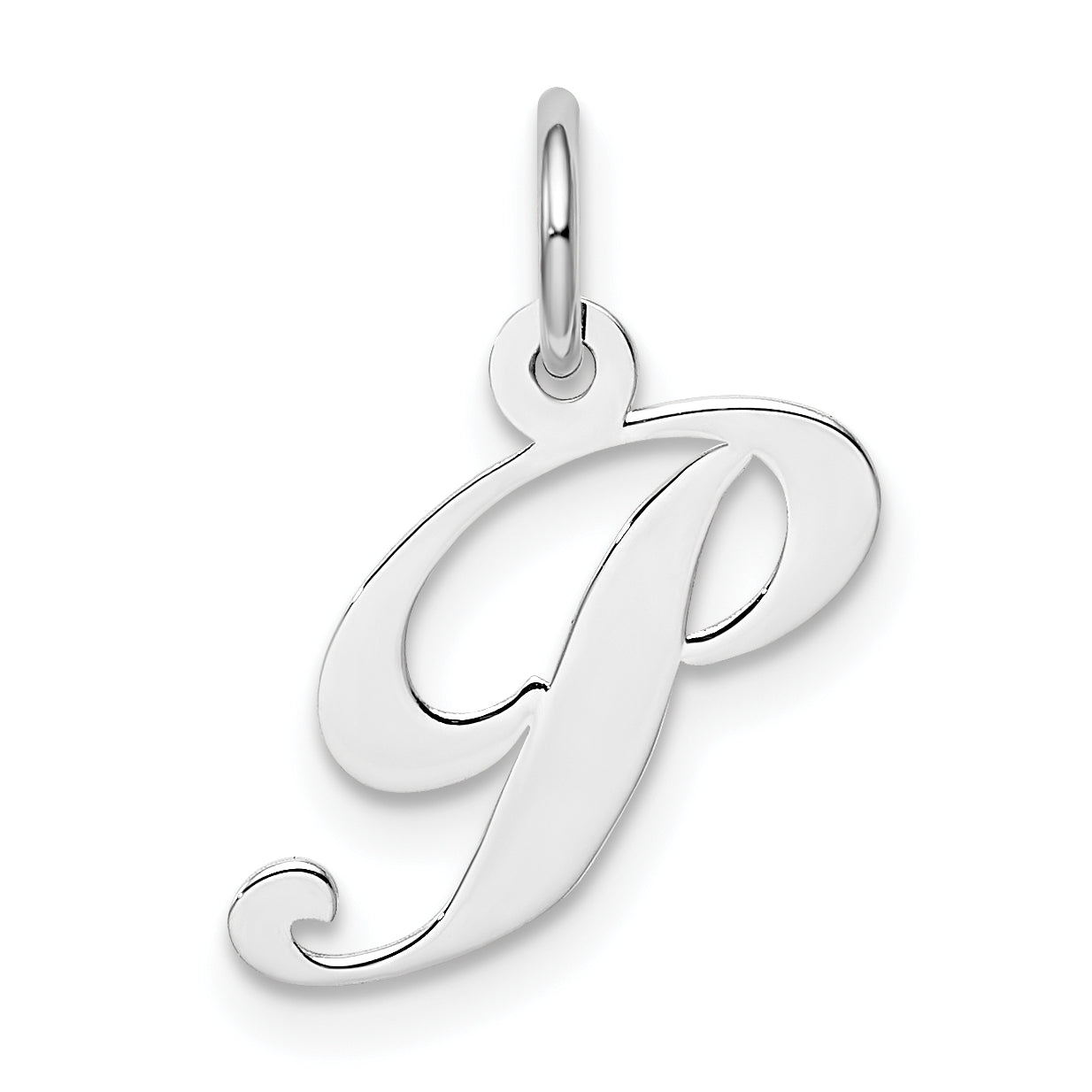 Sterling Silver Rhodium-plated Fancy Script Letter P Initial Charm Main image