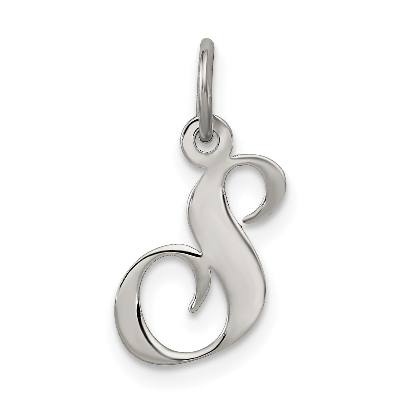 Sterling Silver Rhodium-plated Fancy Script Letter S Initial Charm Main image