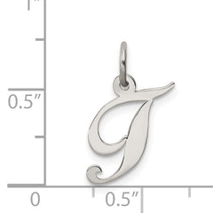 Sophia Jewelers Sterling Silver Rhodium Script T Initial Charm
