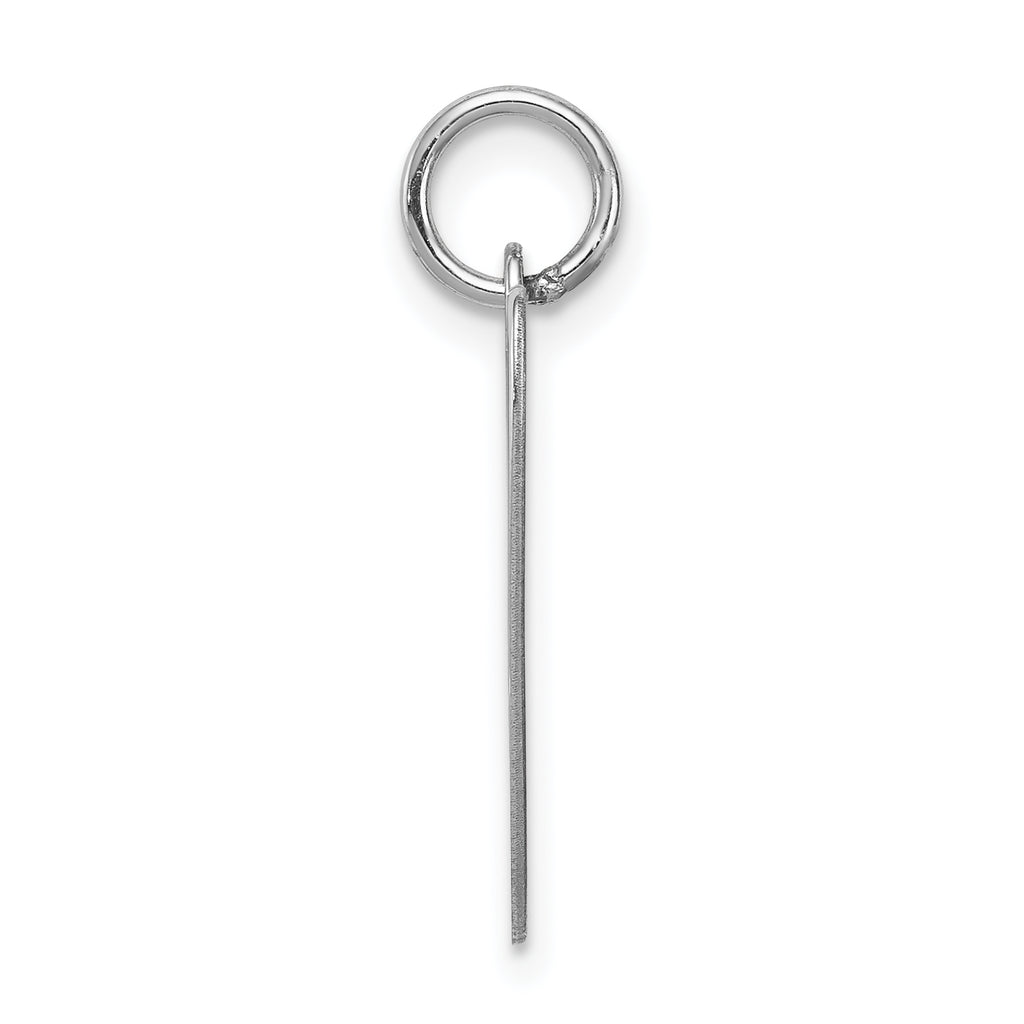 Sterling Silver 925 Script V Initial Charm with Rhodium Plating