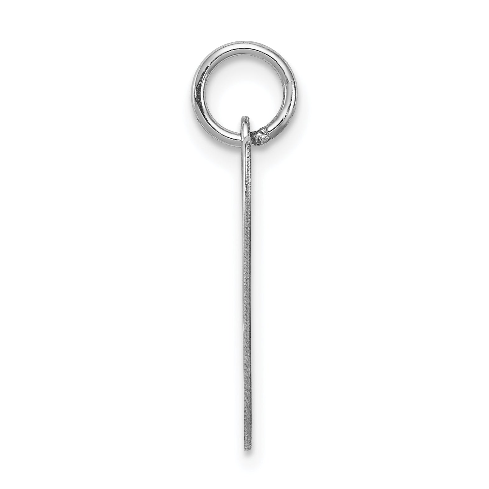 Sterling Silver 925 Script V Initial Charm with Rhodium Plating