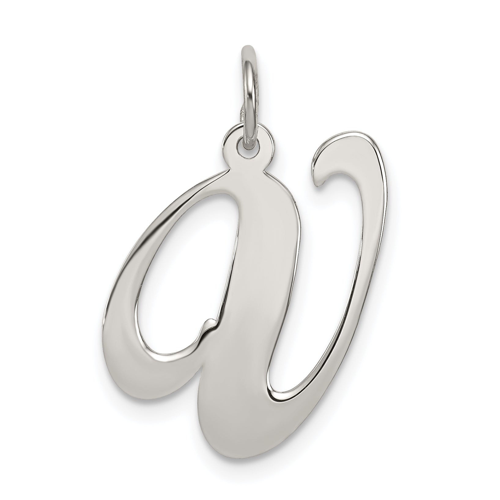Sterling Silver Rhodium-plated Fancy Script Letter V Initial Charm Main image