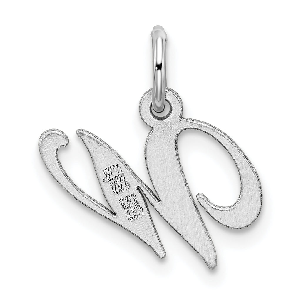 Sterling Silver Rhodium-Plated Initial W Charm Elegant Small Pendant