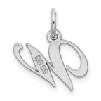 Sterling Silver Rhodium-Plated Initial W Charm Elegant Small Pendant