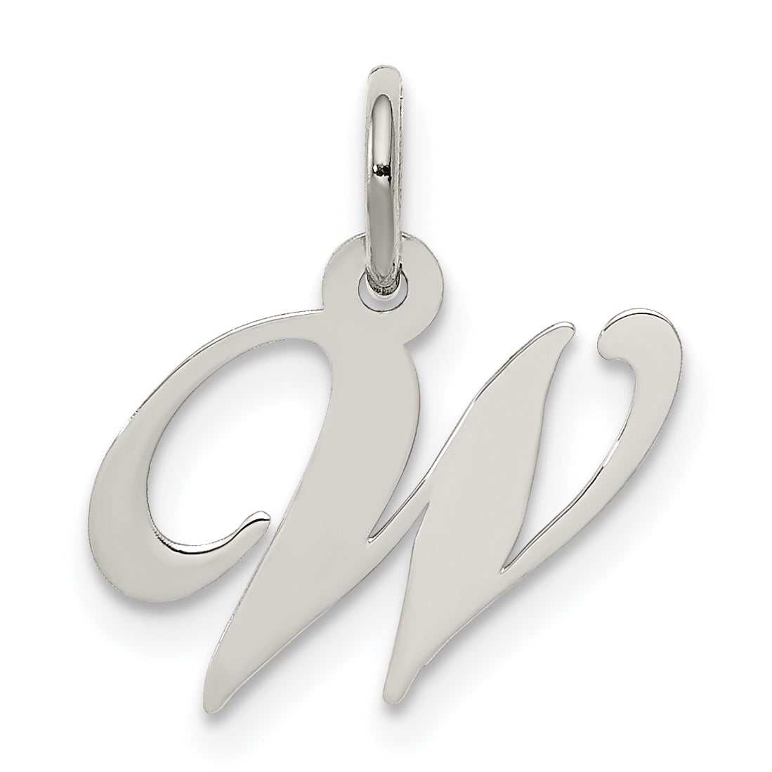 Sterling Silver Rhodium-plated Fancy Script Letter W Initial Charm Main image