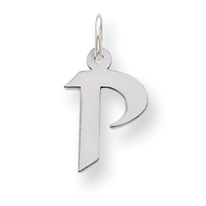 Sterling Silver Small Artisan Block Initial P Charm Main image