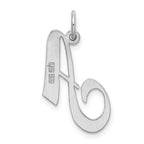 Sterling Silver Rhodium-Plated Script A Initial Charm by Sophia Jewelers