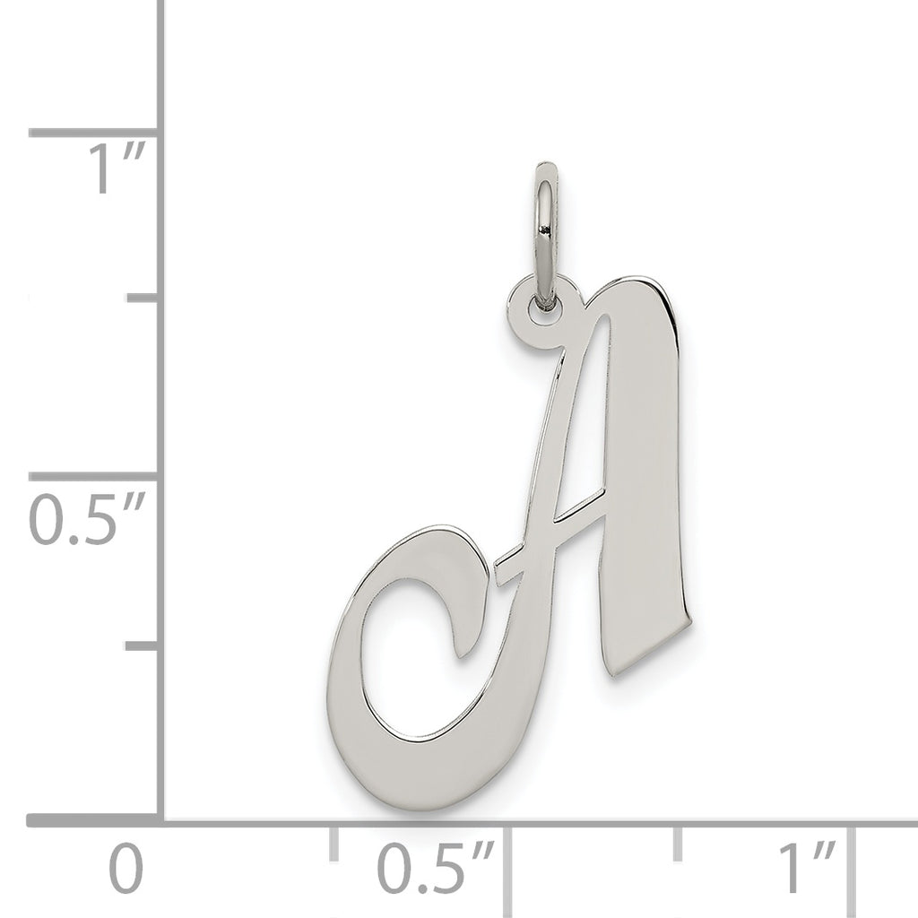 Sterling Silver Rhodium-Plated Script A Initial Charm by Sophia Jewelers