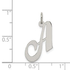 Sterling Silver Rhodium-Plated Script A Initial Charm by Sophia Jewelers