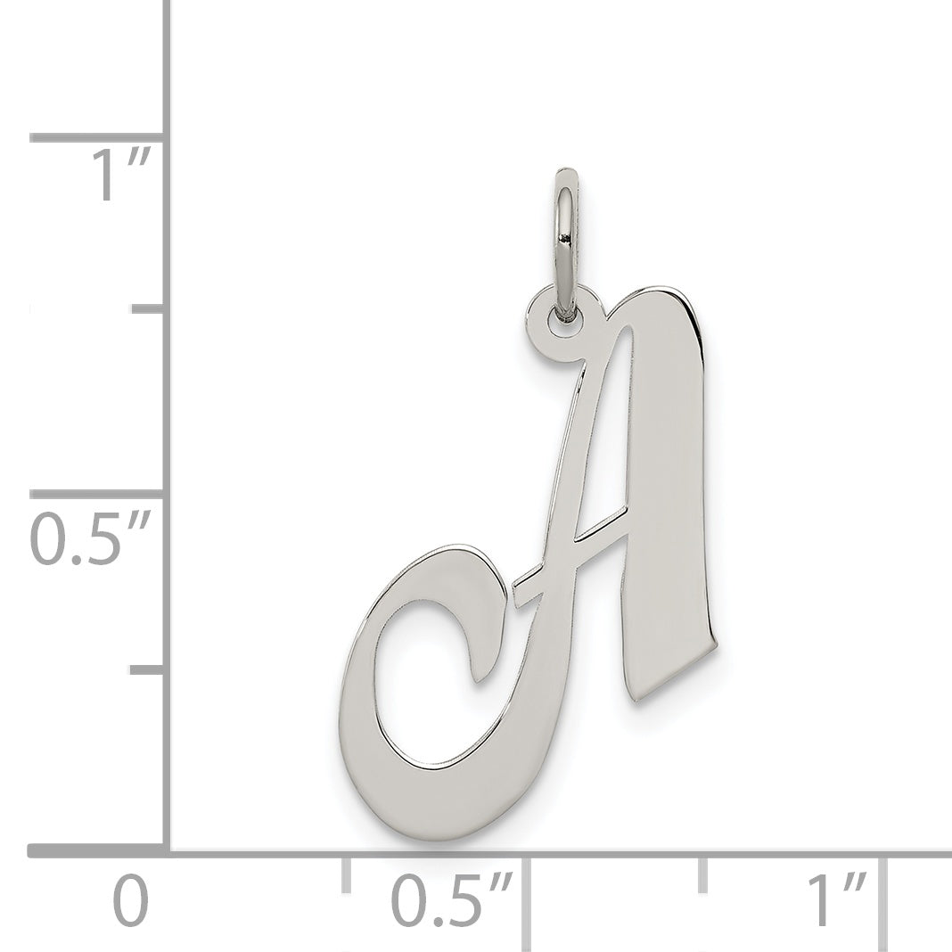 Sterling Silver Rhodium-Plated Script A Initial Charm by Sophia Jewelers