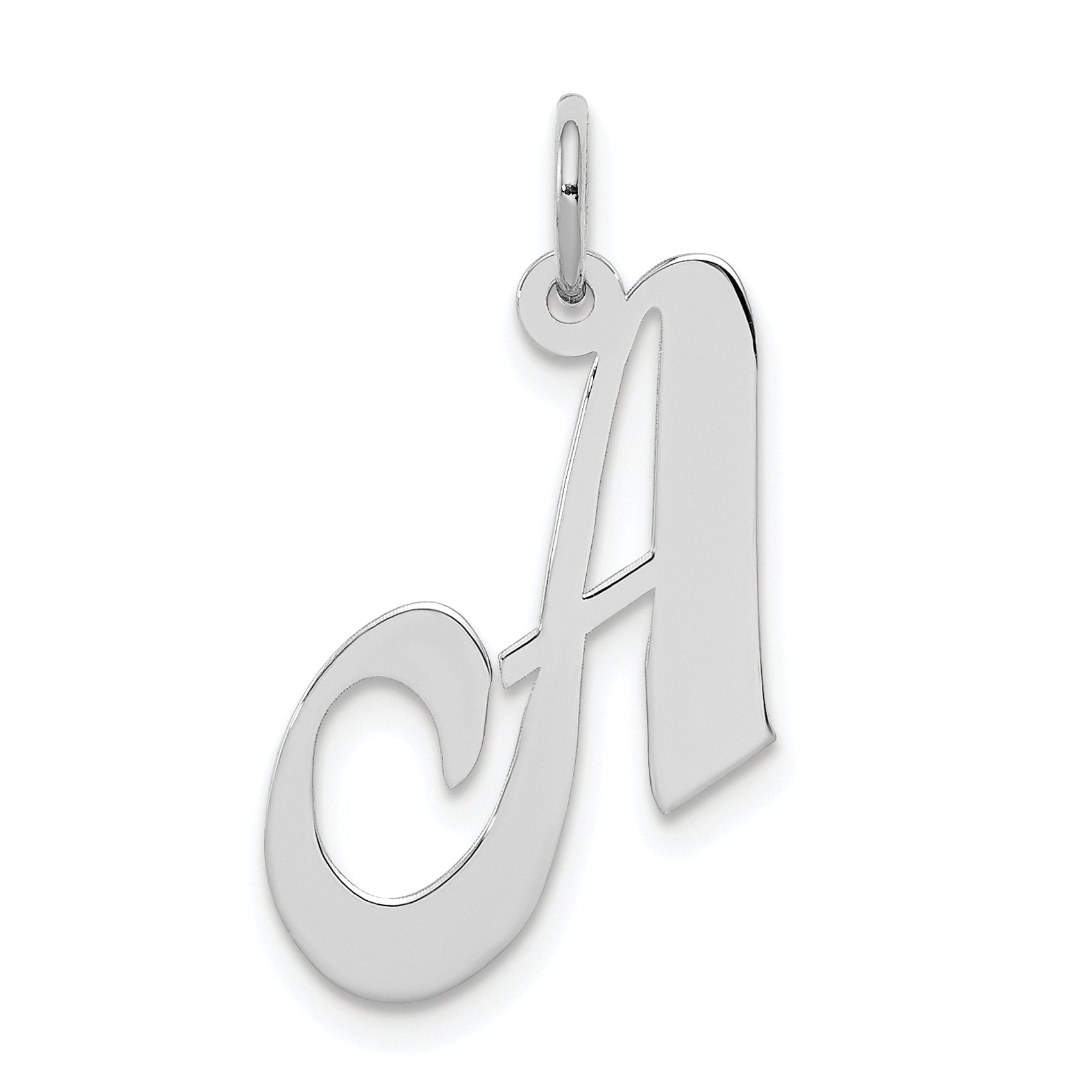 Sterling Silver Rhodium-plated Fancy Script Letter A Initial Charm Main image