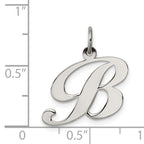 Sterling Silver 925 Initial B Charm with Rhodium Plating Elegant Style