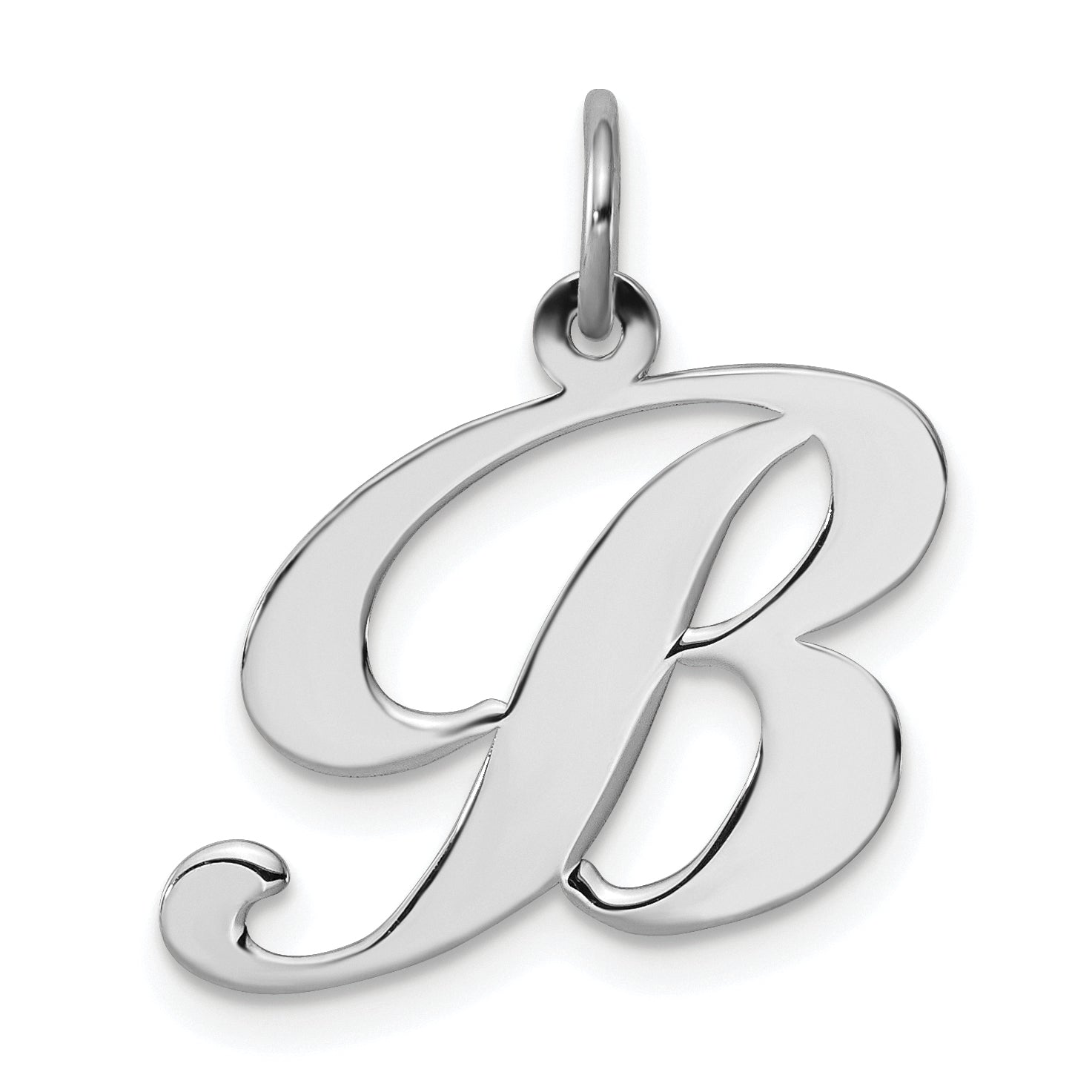 Sterling Silver Rhodium-plated Fancy Script Letter B Initial Charm Main image