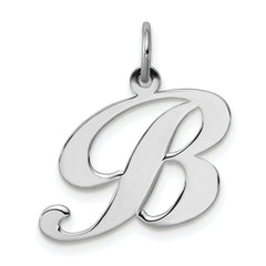Sterling Silver Rhodium-plated Fancy Script Letter B Initial Charm