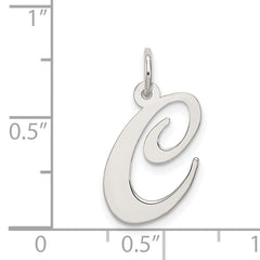 Sterling Silver 925 Rhodium-Plated Initial C Charm Elegant Pendant