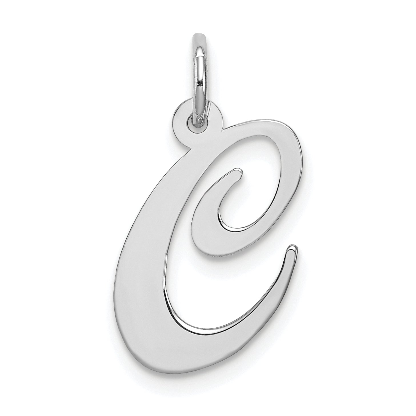 Sterling Silver Rhodium-plated Fancy Script Letter C Initial Charm Main image