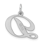 Sterling Silver Rhodium-Plated Initial D Charm Elegant Medium Pendant