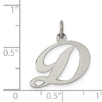 Sterling Silver Rhodium-Plated Initial D Charm Elegant Medium Pendant