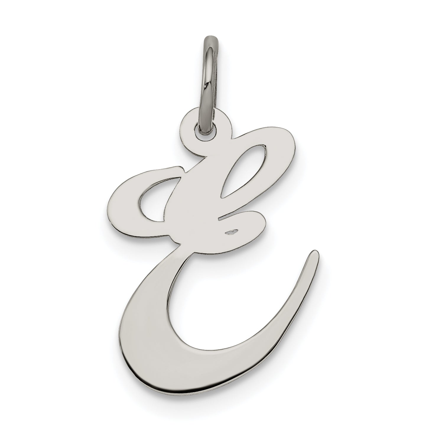 Sterling Silver Rhodium-plated Fancy Script Letter E Initial Charm Main image